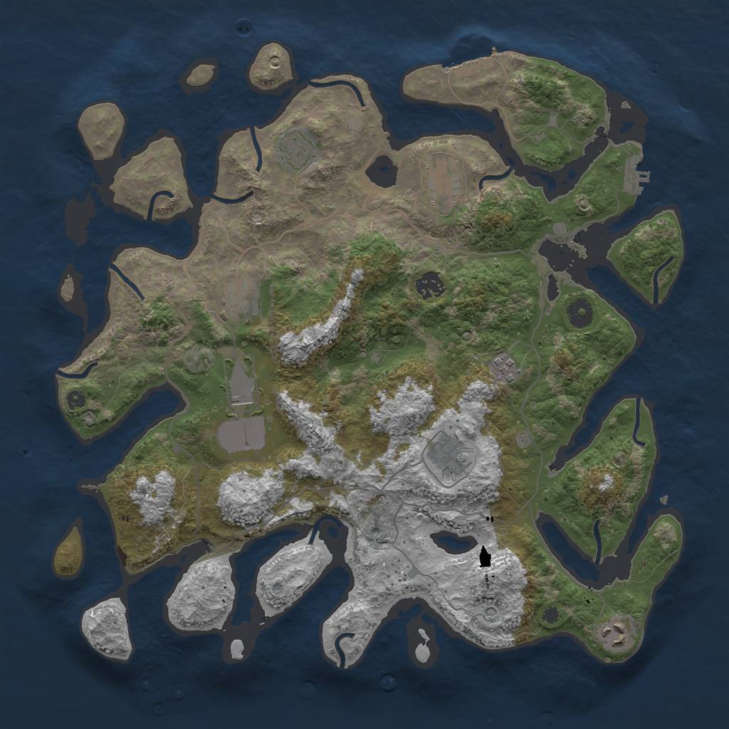 Rust Map: Procedural Map, Size: 4000, Seed: 1026584764, 13 Monuments