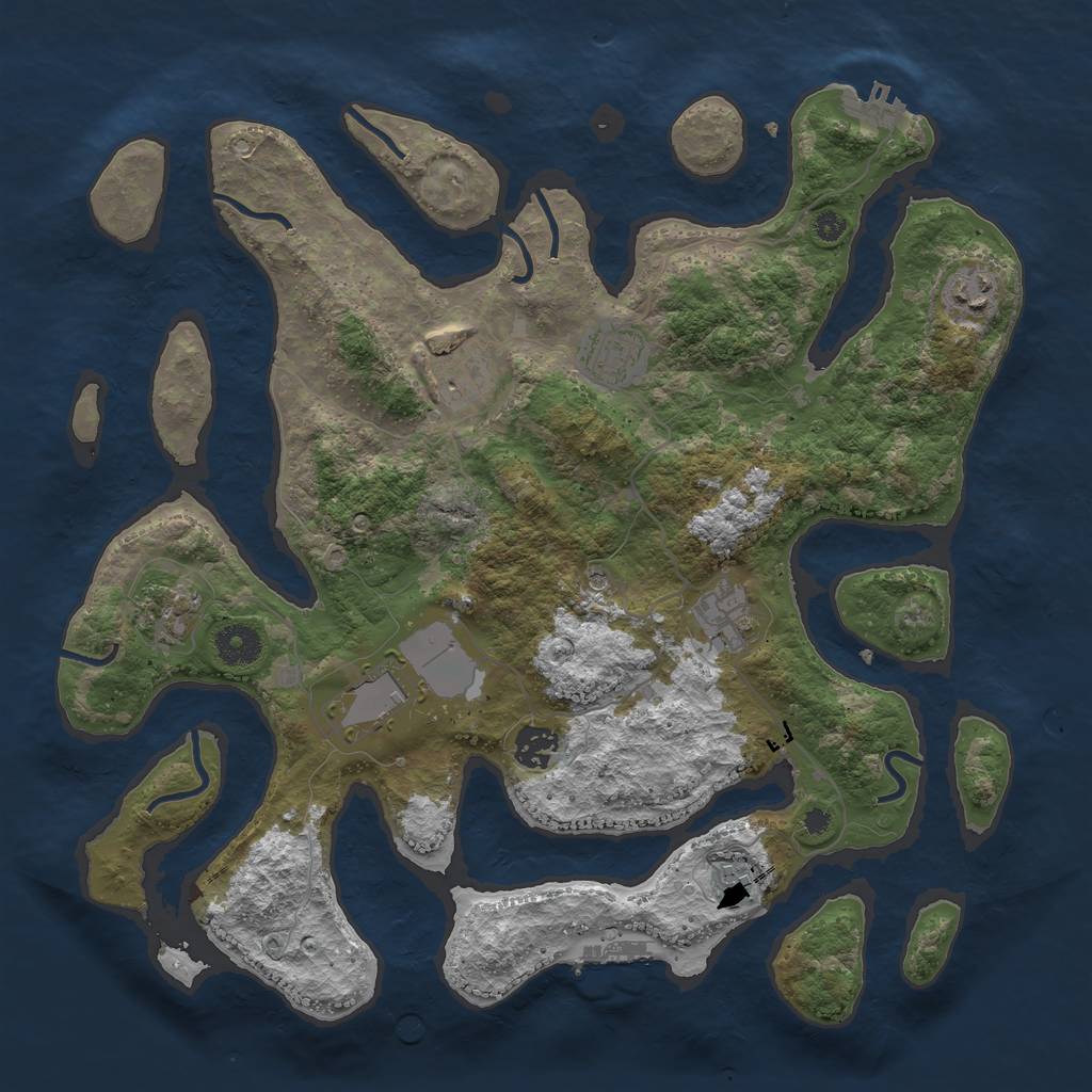 Rust Map: Procedural Map, Size: 3750, Seed: 1361753730, 13 Monuments