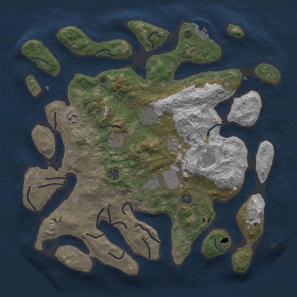 Rust Map: Procedural Map, Size: 4000, Seed: 687569735, 11 Monuments