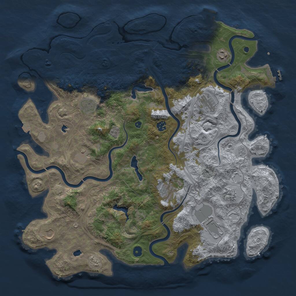 Rust Map: Procedural Map, Size: 4500, Seed: 256985213, 16 Monuments