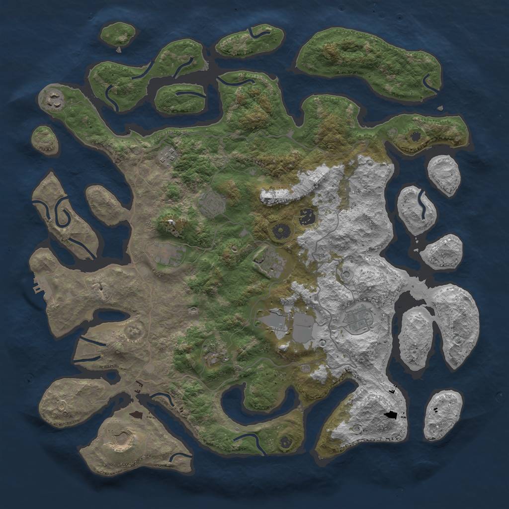 Rust Map: Procedural Map, Size: 4500, Seed: 256985213, 14 Monuments