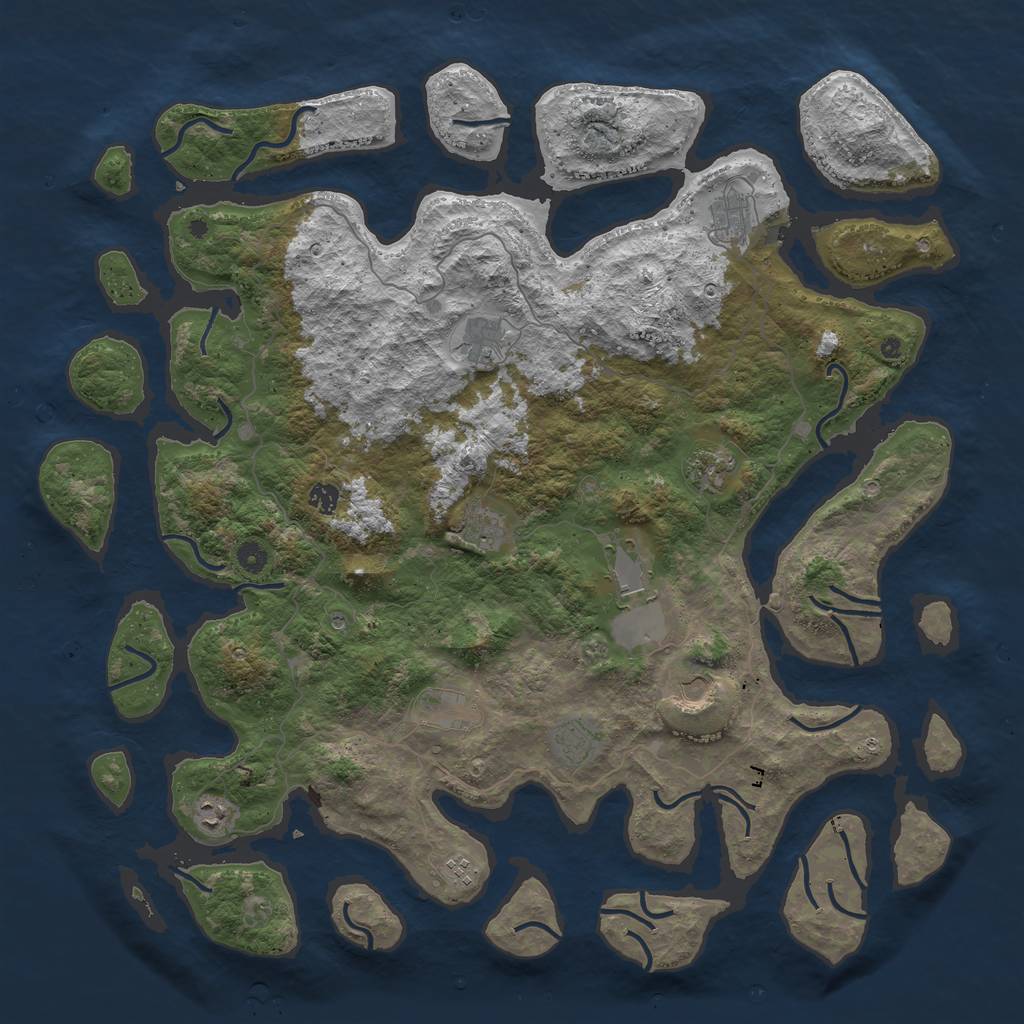 Rust Map: Procedural Map, Size: 5000, Seed: 615068425, 14 Monuments