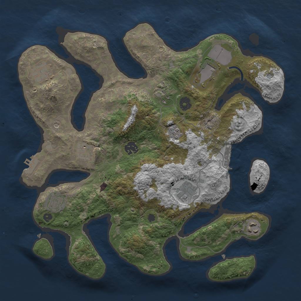 Rust Map: Procedural Map, Size: 3500, Seed: 54638801, 14 Monuments