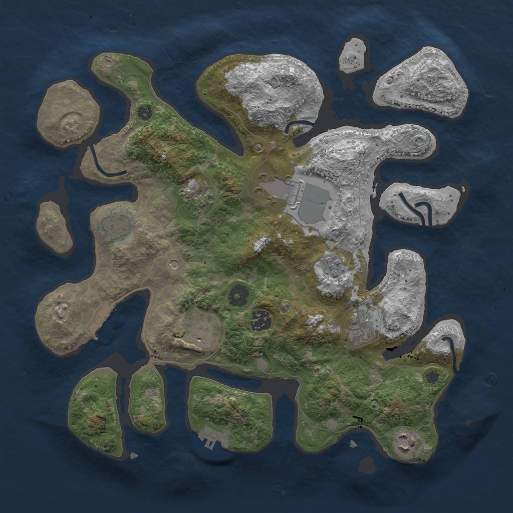 Rust Map: Procedural Map, Size: 3600, Seed: 5050088, 13 Monuments