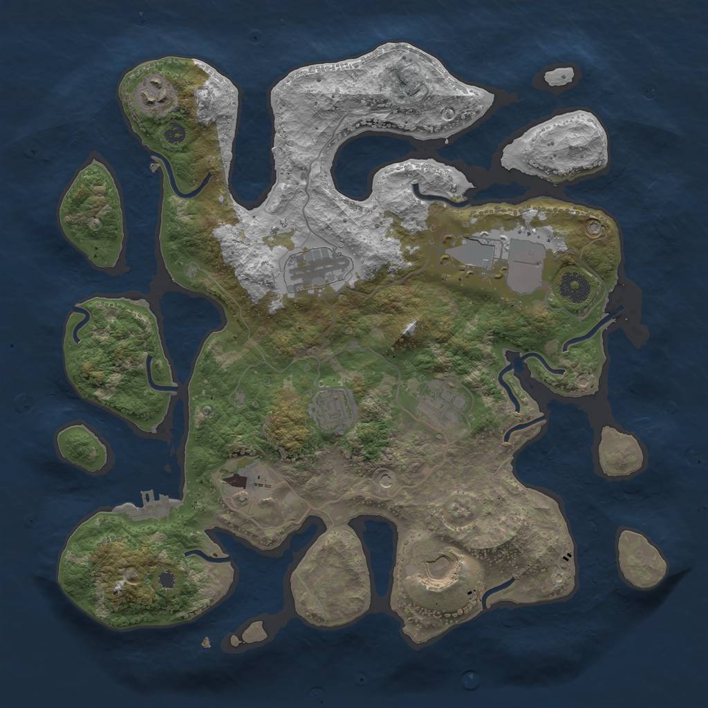 Rust Map: Procedural Map, Size: 3500, Seed: 5178664, 11 Monuments