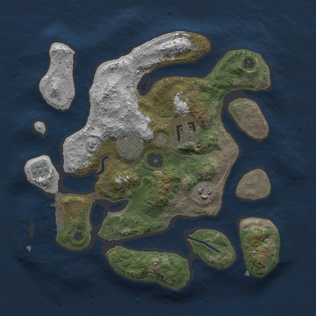 Rust Map: Procedural Map, Size: 3000, Seed: 850072476, 7 Monuments