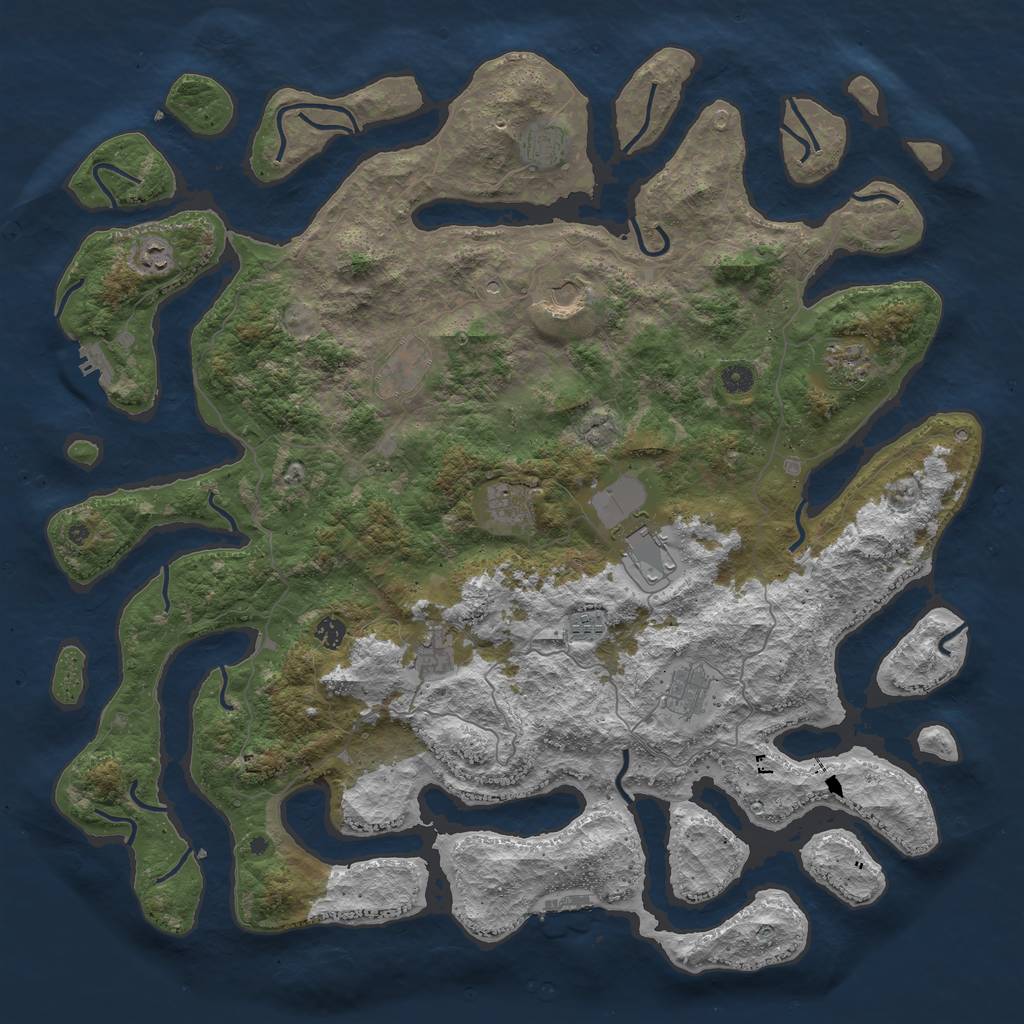 Rust Map: Procedural Map, Size: 5000, Seed: 2008270, 16 Monuments