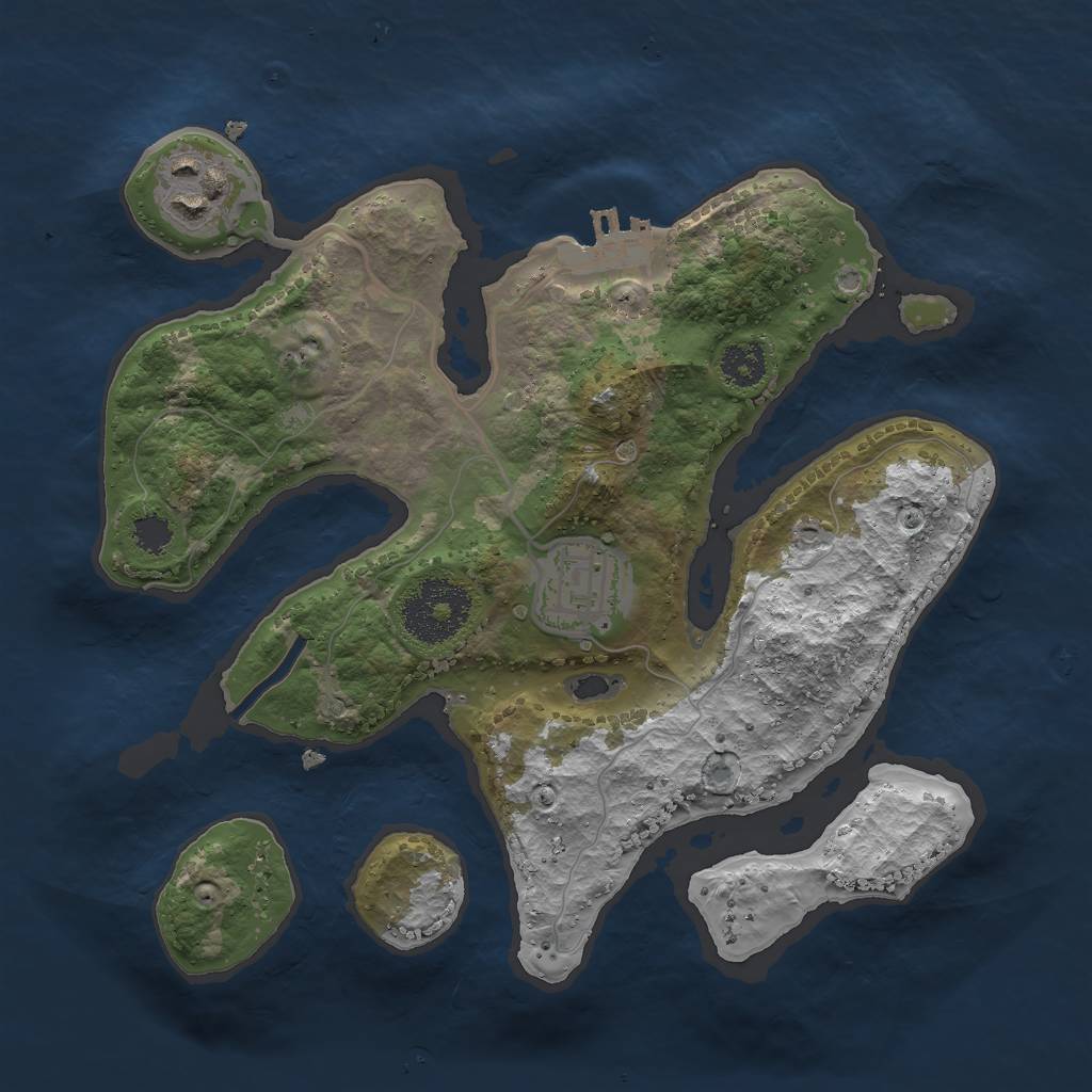 Rust Map: Procedural Map, Size: 2500, Seed: 7542, 5 Monuments