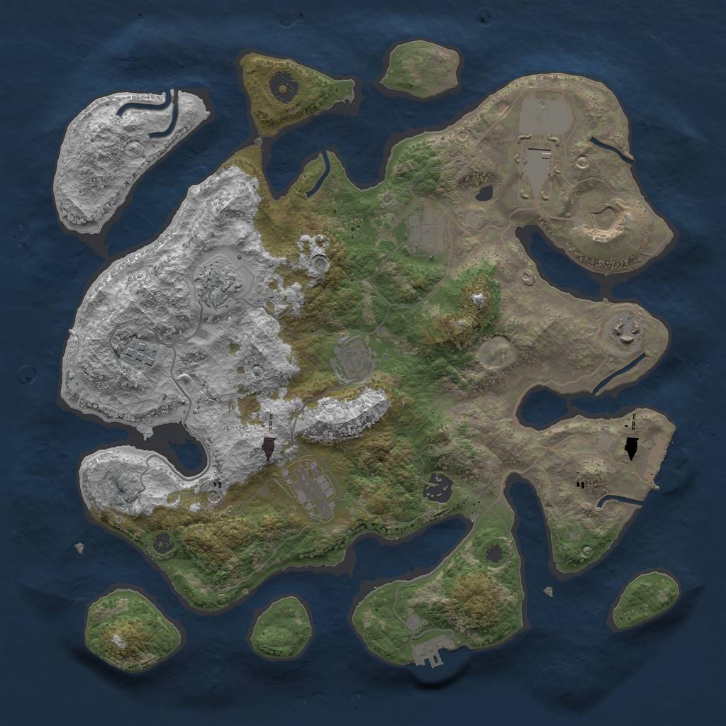 Rust Map: Procedural Map, Size: 3700, Seed: 1717103615, 14 Monuments