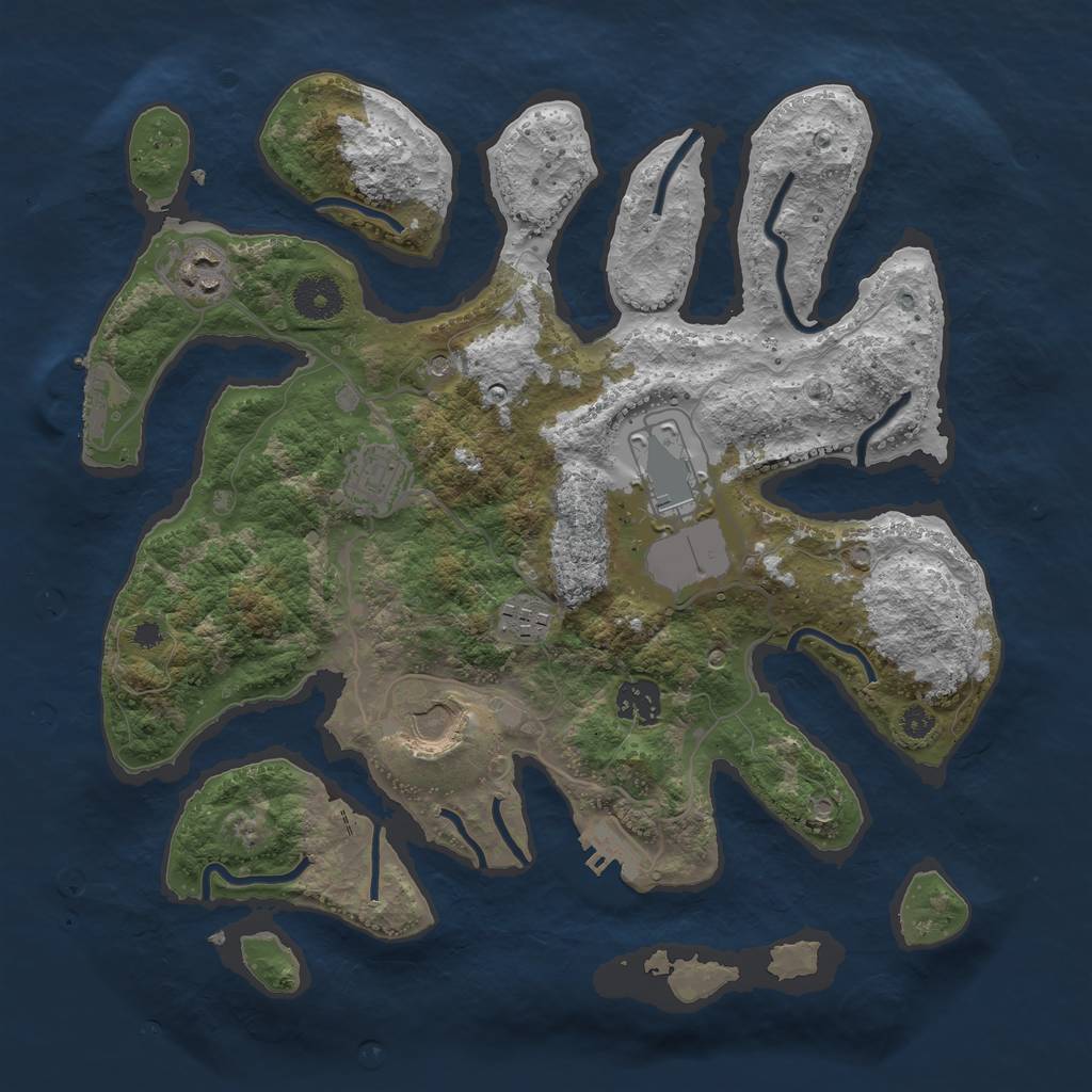 Rust Map: Procedural Map, Size: 3500, Seed: 21291, 11 Monuments