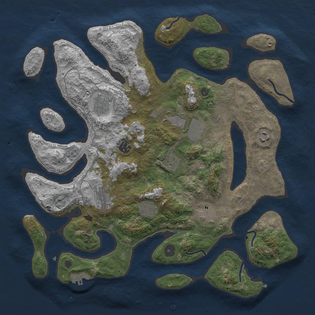 Rust Map: Procedural Map, Size: 4000, Seed: 1002747731, 13 Monuments