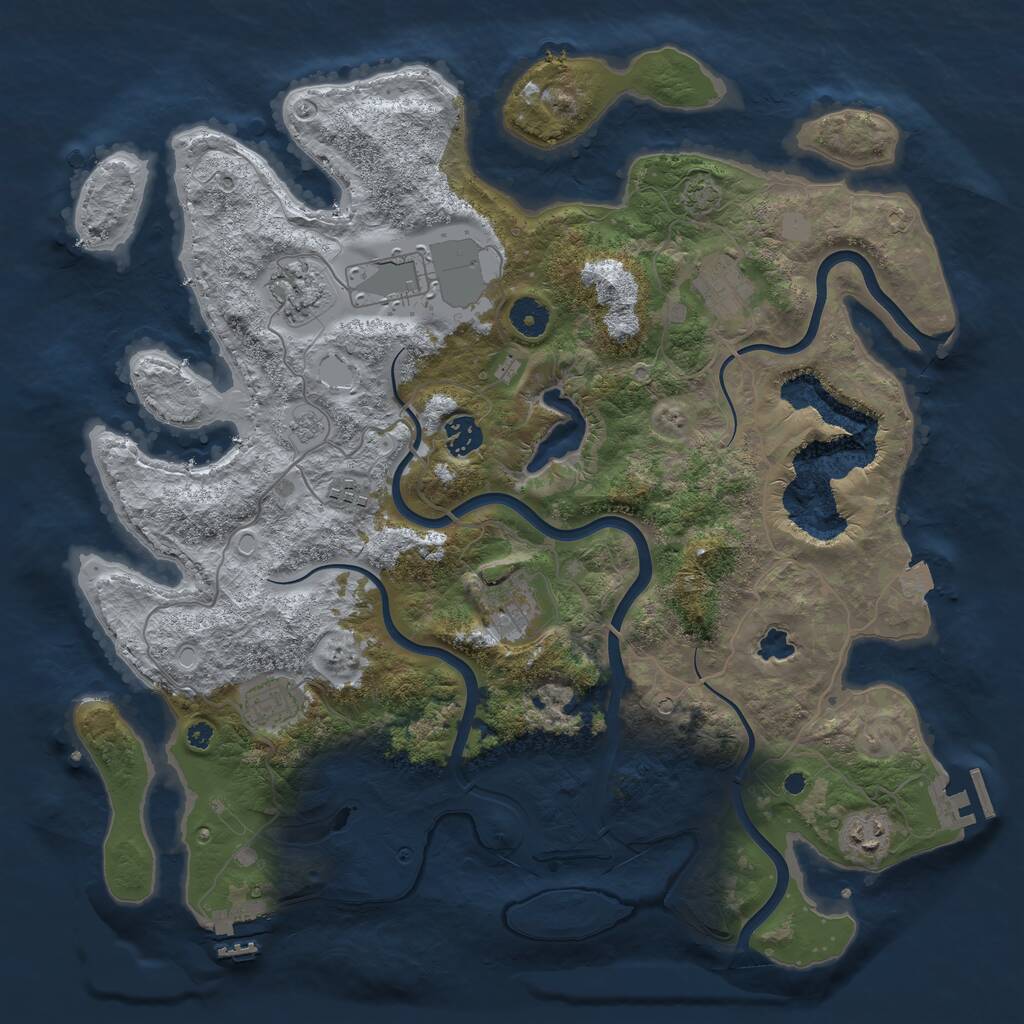 Rust Map: Procedural Map, Size: 4000, Seed: 1002747731, 14 Monuments