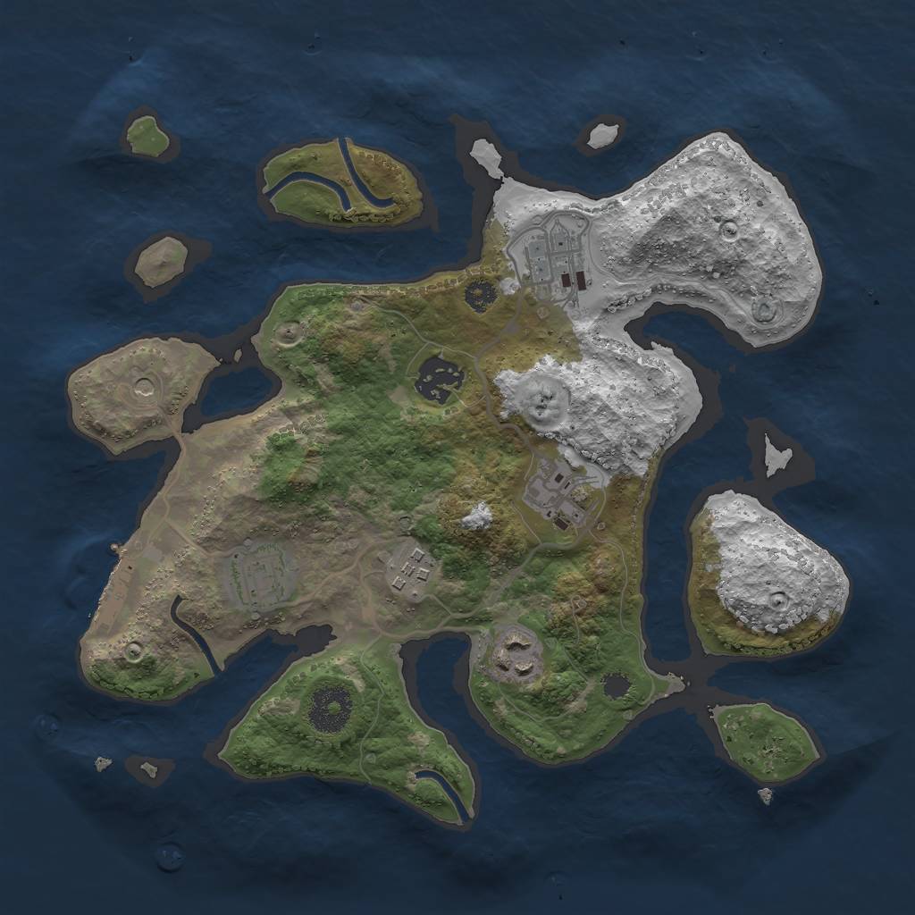 Rust Map: Procedural Map, Size: 3000, Seed: 51134606, 10 Monuments