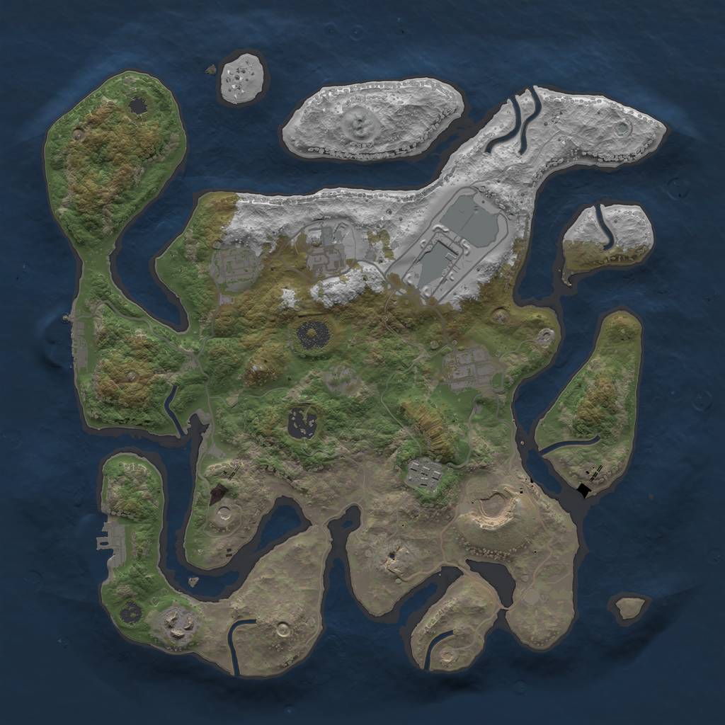 Rust Map: Procedural Map, Size: 3500, Seed: 12131, 13 Monuments