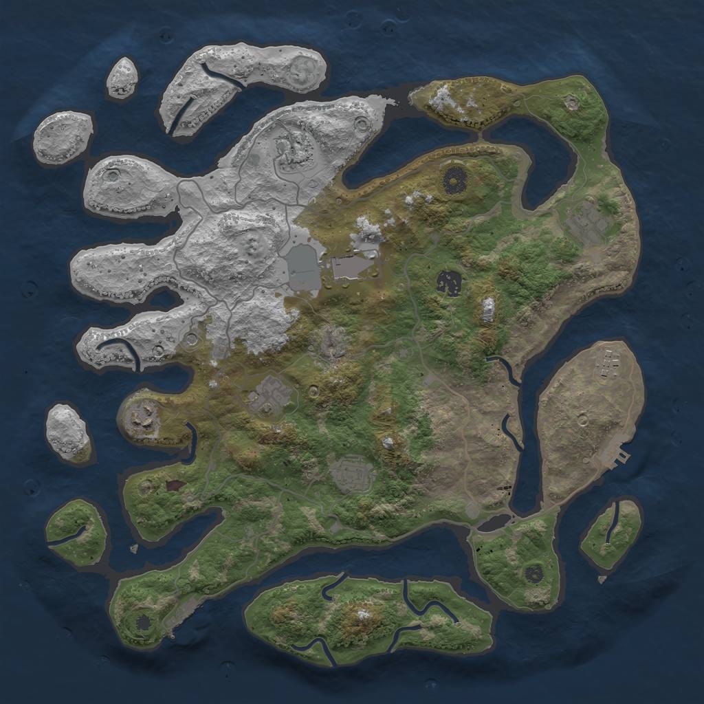 Rust Map: Procedural Map, Size: 4000, Seed: 62071949, 13 Monuments