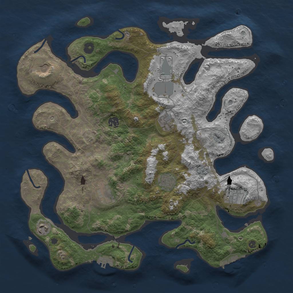 Rust Map: Procedural Map, Size: 3969, Seed: 230721, 14 Monuments