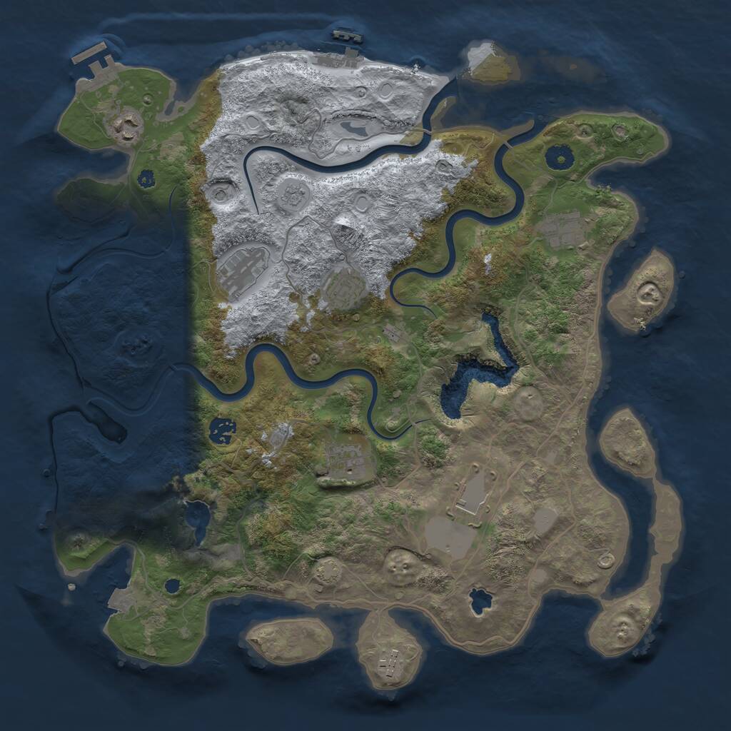 Rust Map: Procedural Map, Size: 4000, Seed: 1703342982, 14 Monuments