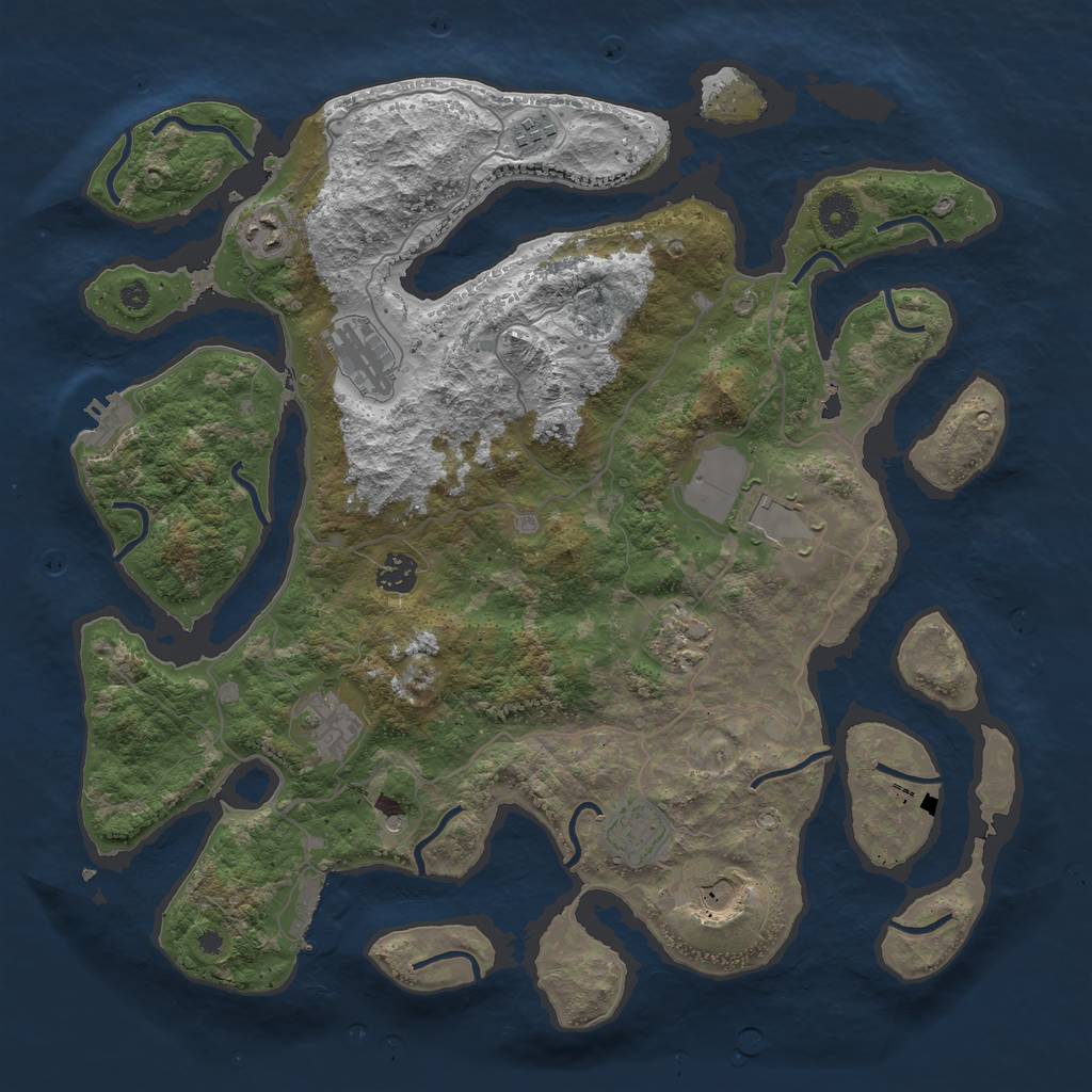 Rust Map: Procedural Map, Size: 4000, Seed: 1703342982, 14 Monuments