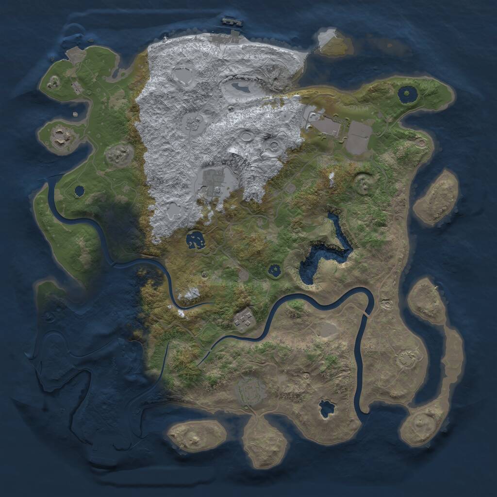 Rust Map: Procedural Map, Size: 4000, Seed: 1703342982, 12 Monuments