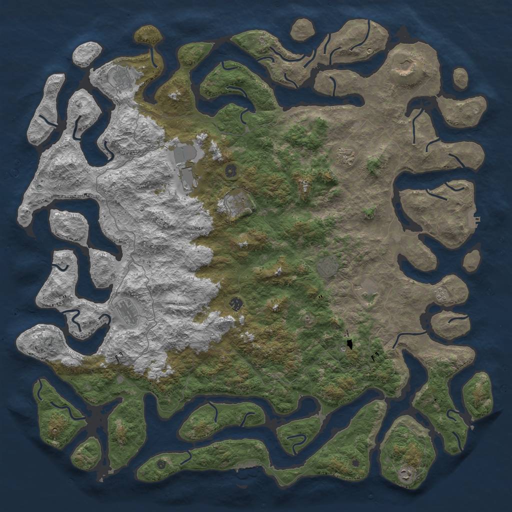 Rust Map: Procedural Map, Size: 6000, Seed: 2146, 16 Monuments