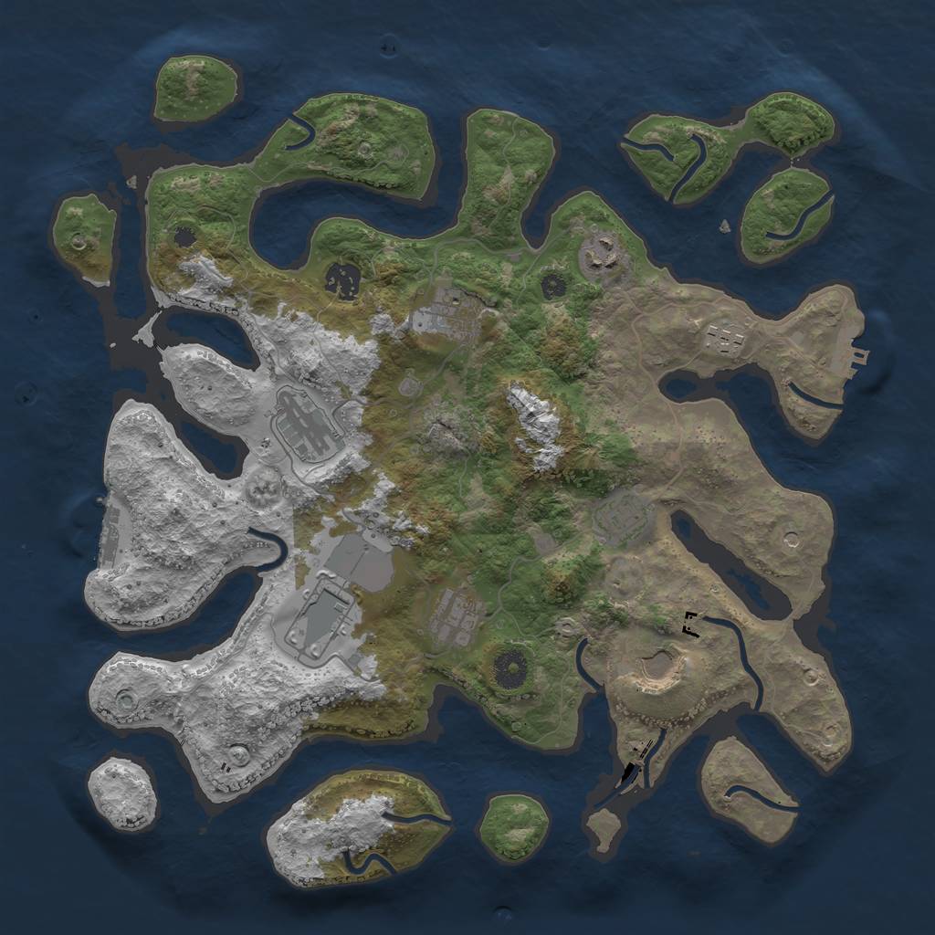 Rust Map: Procedural Map, Size: 3800, Seed: 881, 14 Monuments