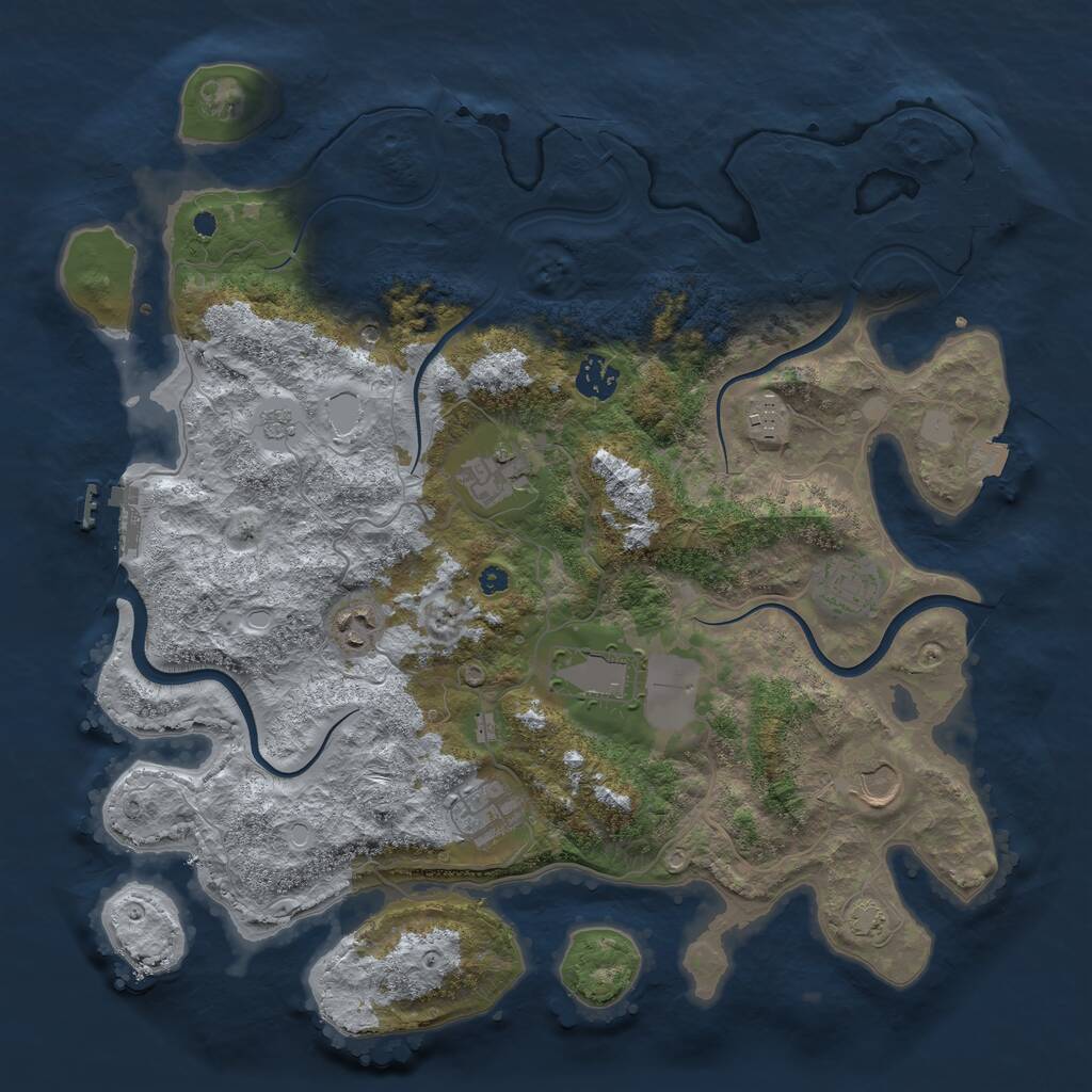 Rust Map: Procedural Map, Size: 3800, Seed: 881, 14 Monuments