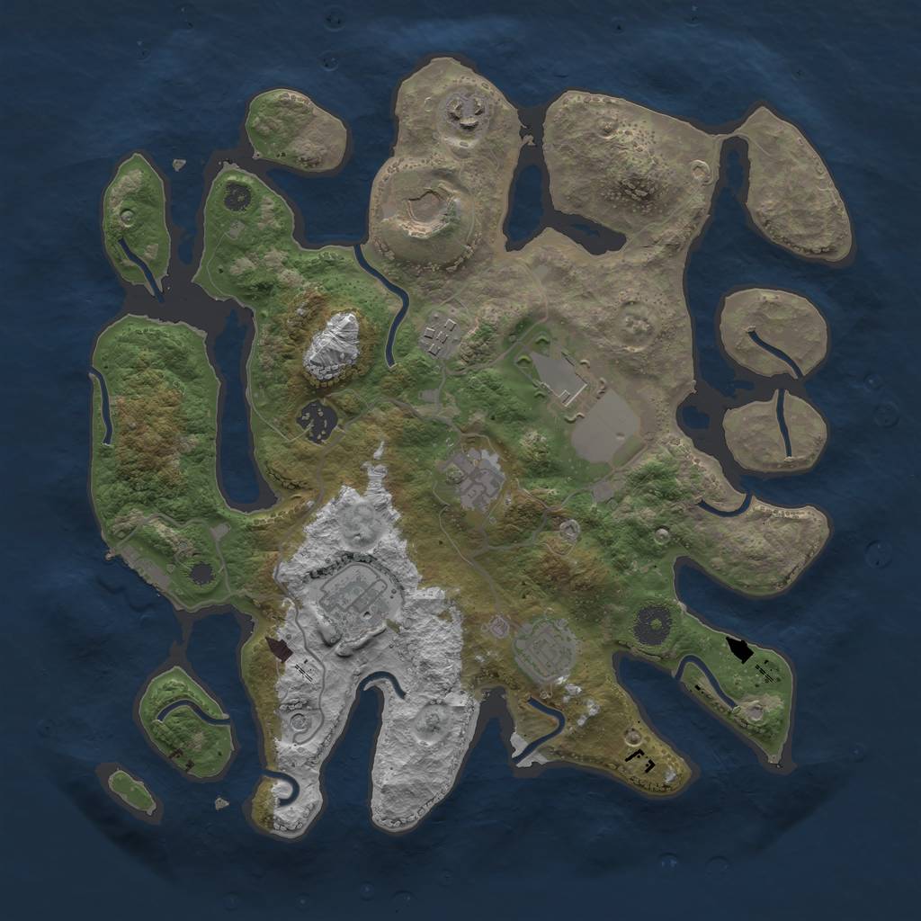 Rust Map: Procedural Map, Size: 3500, Seed: 1361323791, 12 Monuments