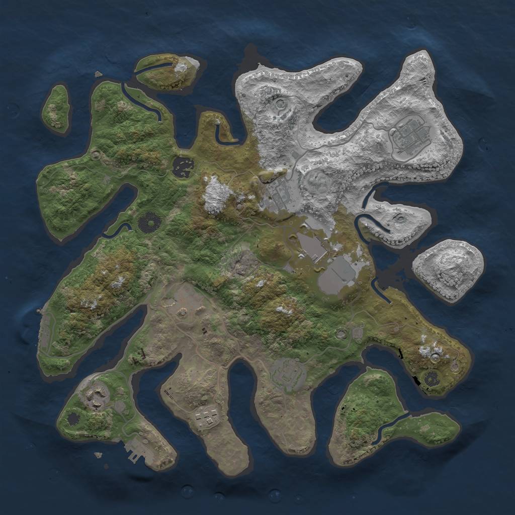 Rust Map: Procedural Map, Size: 3550, Seed: 9414432, 13 Monuments