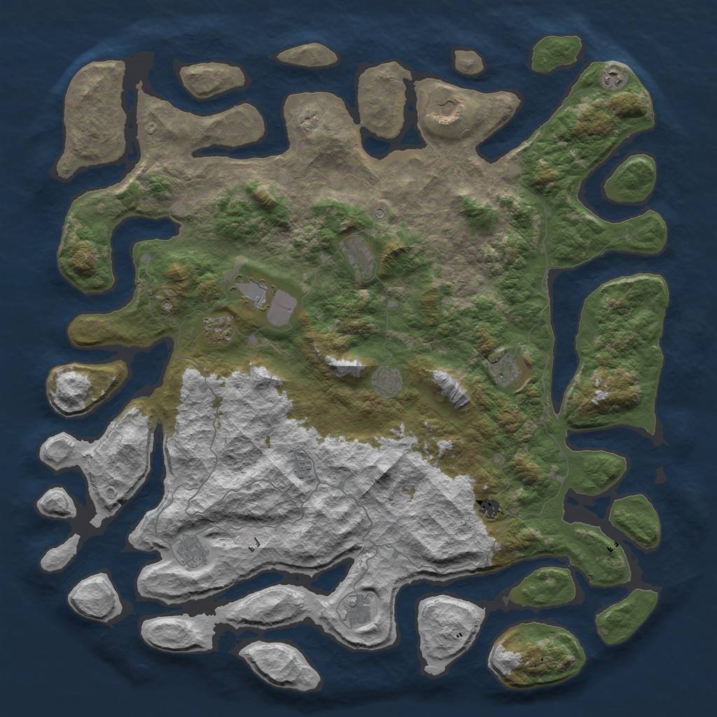 Rust Map: Barren, Size: 5500, Seed: 3000, 14 Monuments