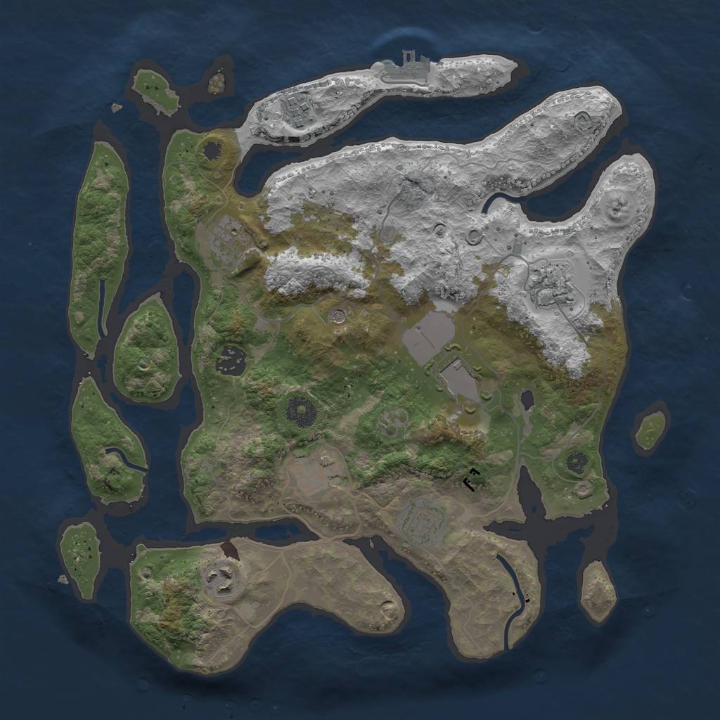 Rust Map: Procedural Map, Size: 3500, Seed: 483638570, 12 Monuments