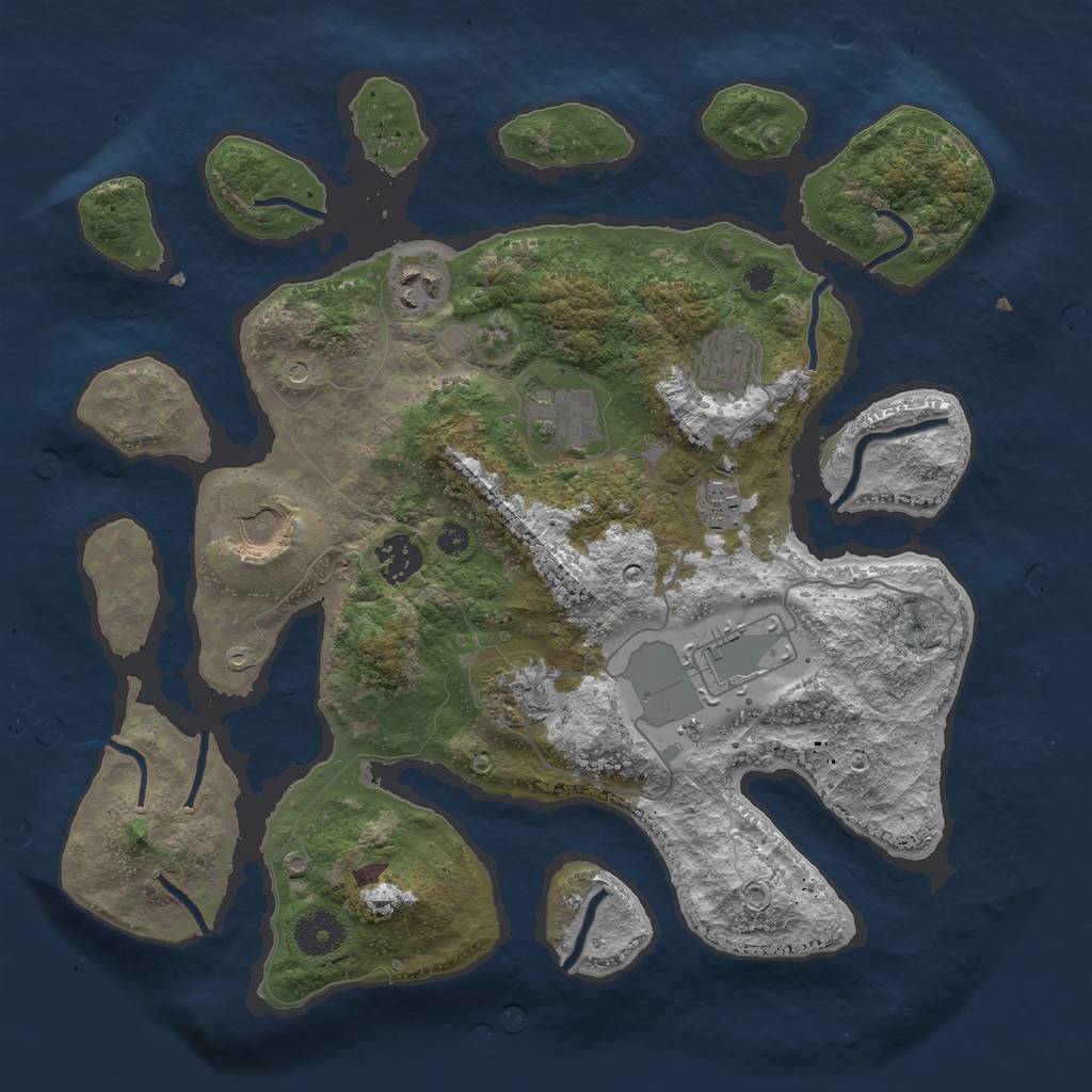 Rust Map: Procedural Map, Size: 3500, Seed: 1126975995, 11 Monuments