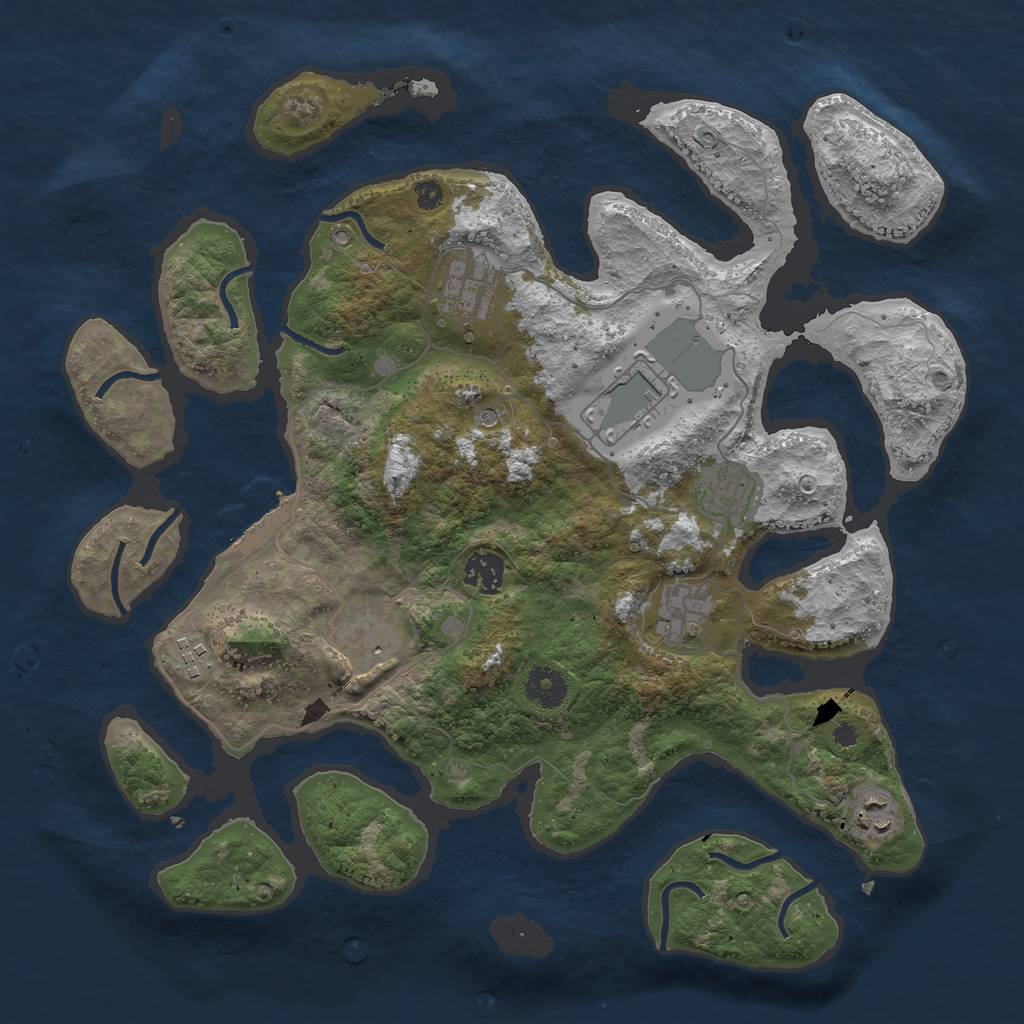 Rust Map: Procedural Map, Size: 3700, Seed: 1328873179, 12 Monuments