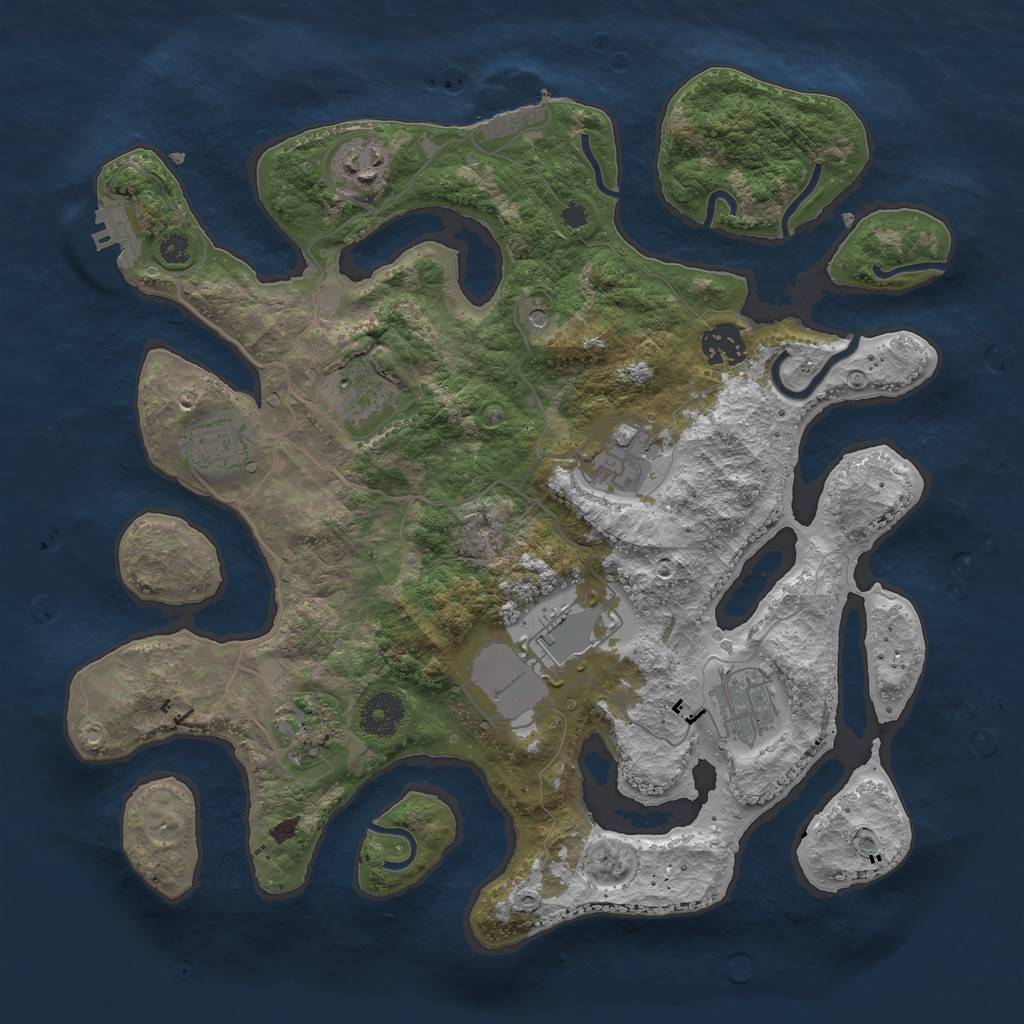 Rust Map: Procedural Map, Size: 3500, Seed: 2843425, 13 Monuments