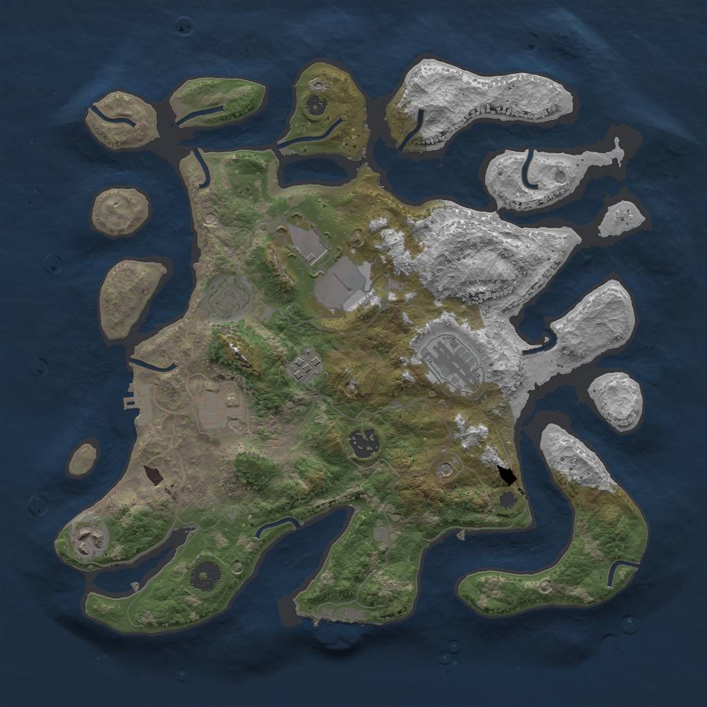 Rust Map: Procedural Map, Size: 3600, Seed: 45453454, 12 Monuments