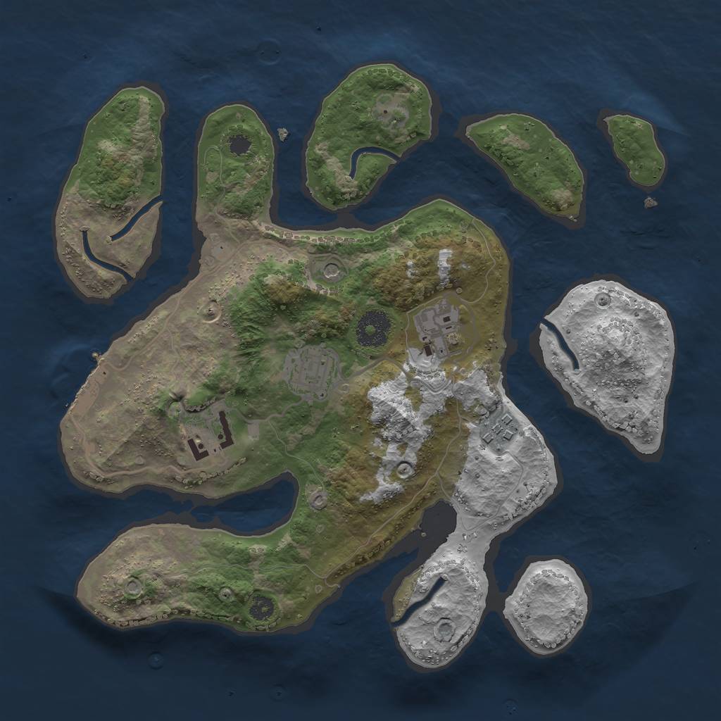 Rust Map: Procedural Map, Size: 3000, Seed: 1158761192, 8 Monuments