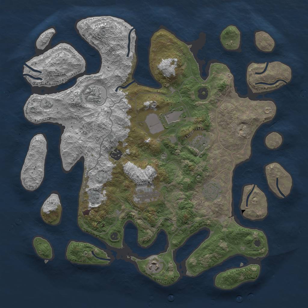 Rust Map: Procedural Map, Size: 4000, Seed: 100351320, 11 Monuments