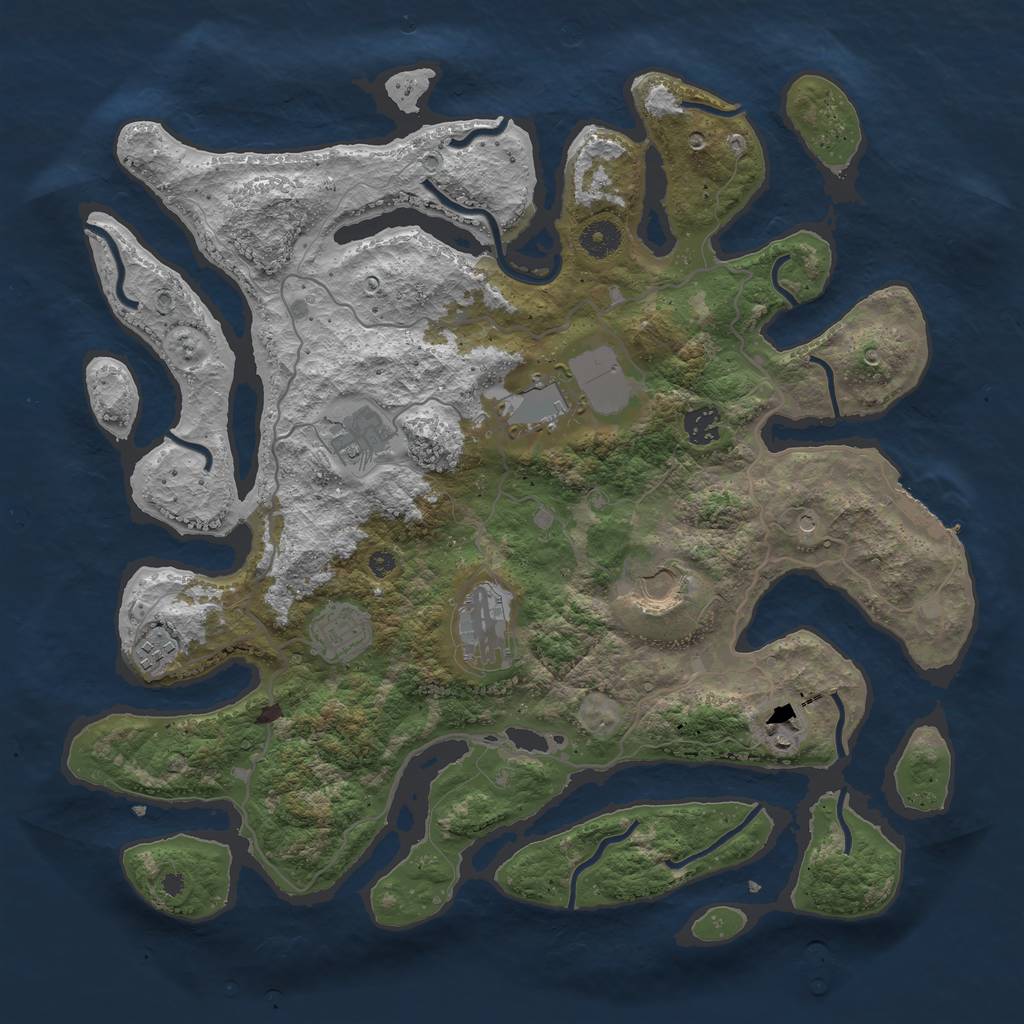 Rust Map: Procedural Map, Size: 4000, Seed: 54088, 12 Monuments