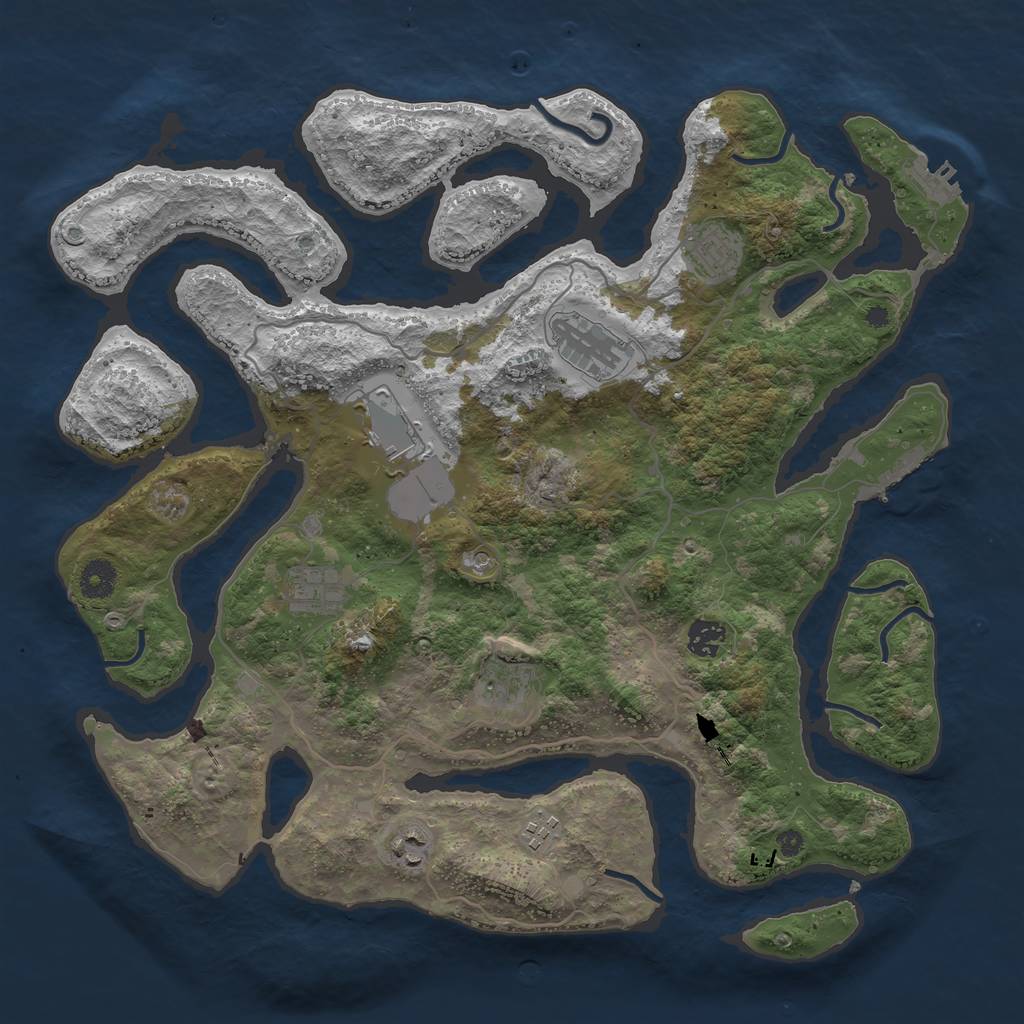 Rust Map: Procedural Map, Size: 4000, Seed: 831000207, 13 Monuments