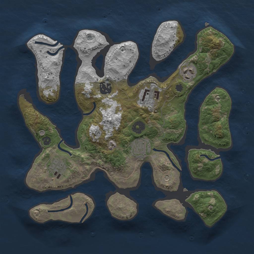 Rust Map: Procedural Map, Size: 3000, Seed: 62554510, 8 Monuments