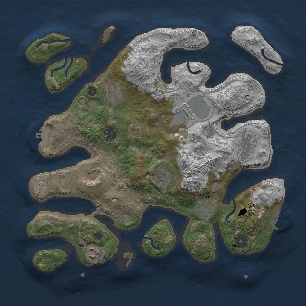 Rust Map: Procedural Map, Size: 3500, Seed: 1409849096, 14 Monuments