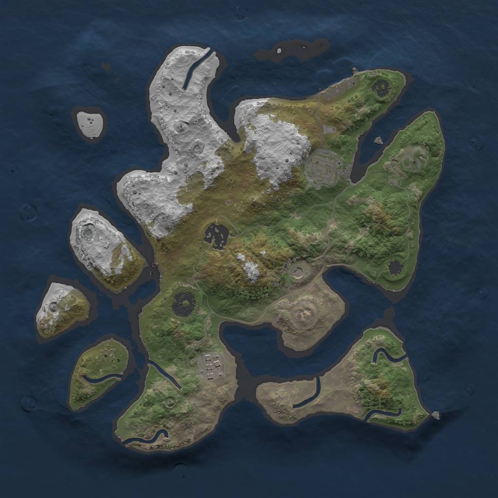 Rust Map: Procedural Map, Size: 3000, Seed: 310387723, 7 Monuments