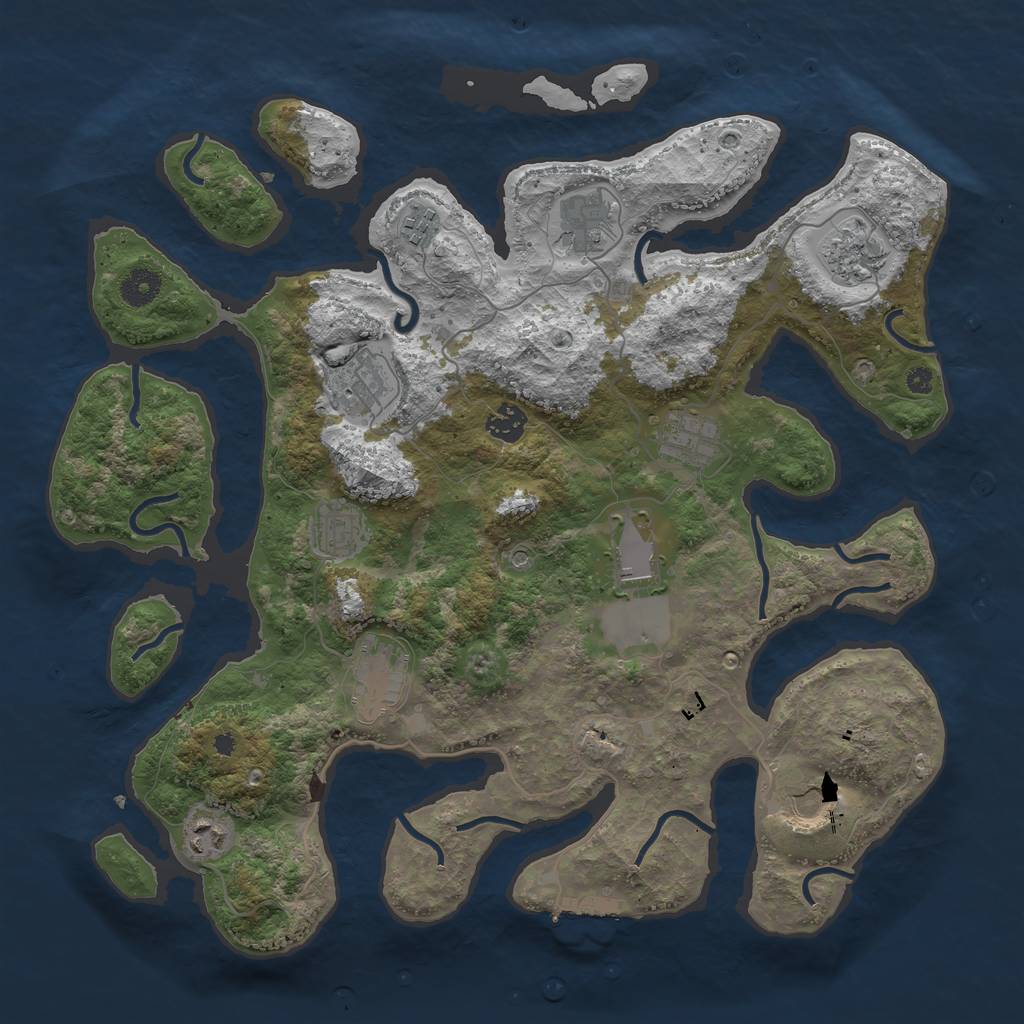 Rust Map: Procedural Map, Size: 3955, Seed: 1, 15 Monuments