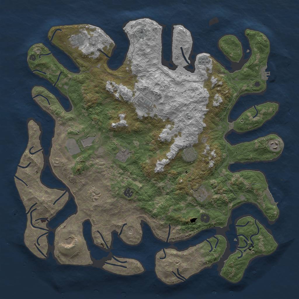 Rust Map: Procedural Map, Size: 4800, Seed: 4242, 16 Monuments