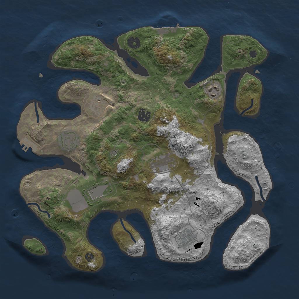 Rust Map: Procedural Map, Size: 3500, Seed: 356409876, 12 Monuments