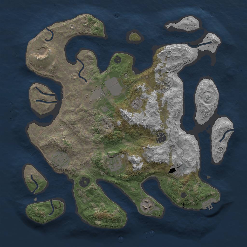 Rust Map: Procedural Map, Size: 3550, Seed: 219431, 13 Monuments