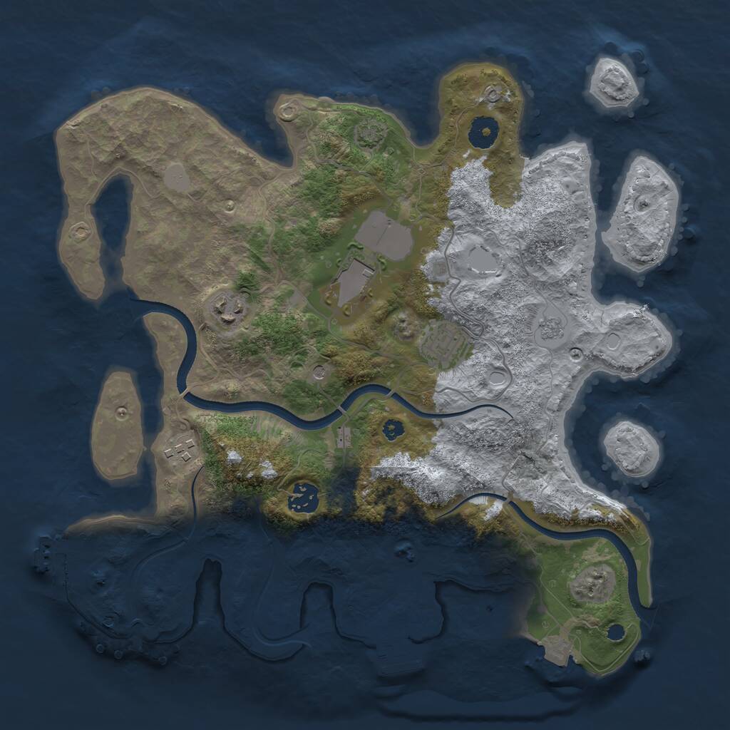 Rust Map: Procedural Map, Size: 3500, Seed: 19324875, 11 Monuments