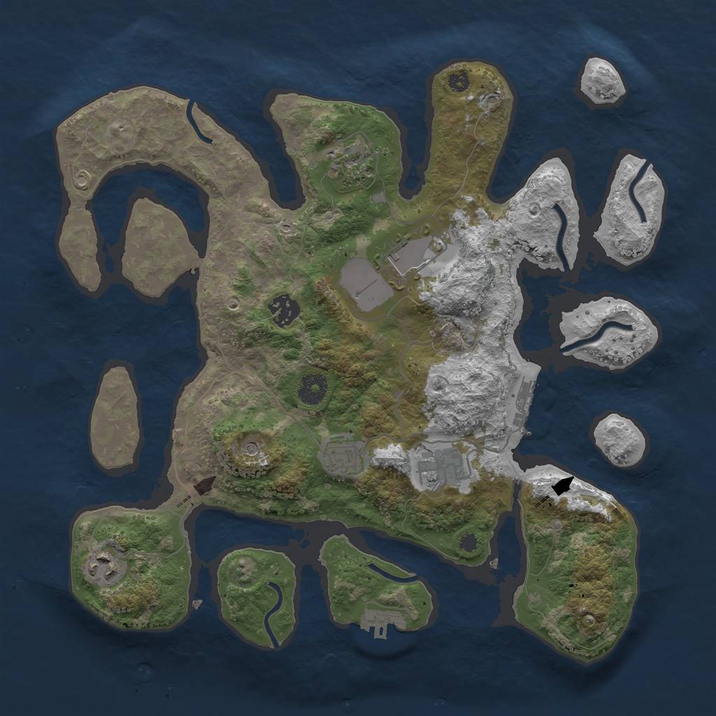 Rust Map: Procedural Map, Size: 3500, Seed: 19324875, 11 Monuments