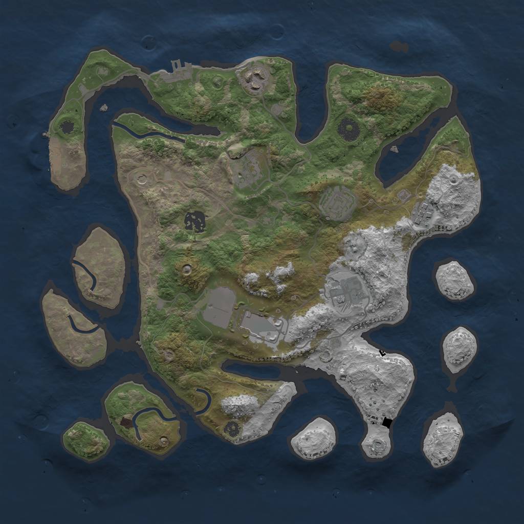 Rust Map: Procedural Map, Size: 3500, Seed: 513767704, 12 Monuments