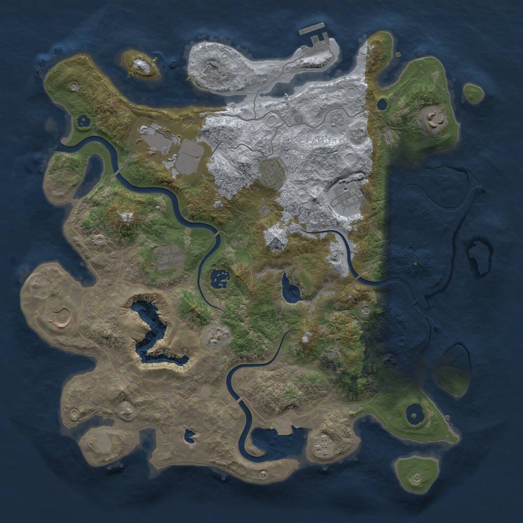 Rust Map: Procedural Map, Size: 4000, Seed: 111907948, 13 Monuments