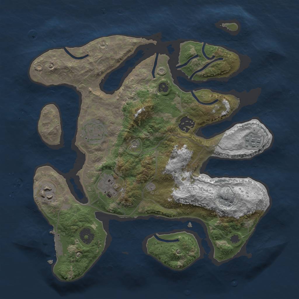 Rust Map: Procedural Map, Size: 3000, Seed: 299190598, 9 Monuments